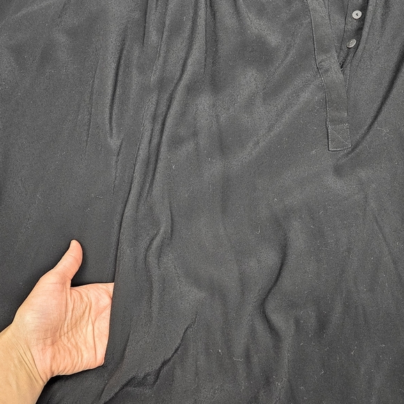 🌞Rabens Saloner Black Boxy Dolman Sleeve Viscose Tunic Kaftan Dress Pockets S/M - Picture 7 of 12